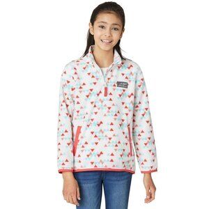 Eddie Bauer Girl's 1/4 Zip Fleece Geometric Mock Neck Sweater White size S (7/8)